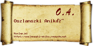 Oszlanszki Anikó névjegykártya